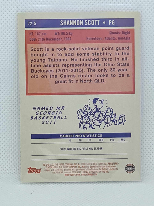 2022-23 Topps NBL - 1972 Topps Gold #72-5 - Shannon Scott 37/50 Taipans