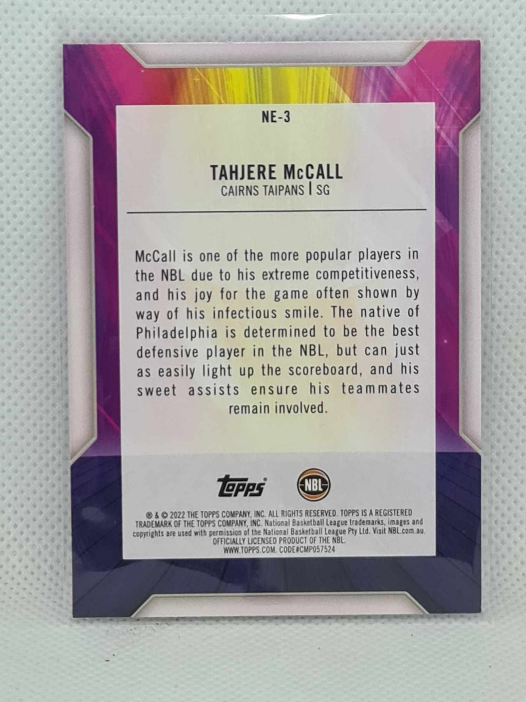 2022-23 Topps NBL - Elite Insert - #NE-3 - Tahjere McCall - Taipans