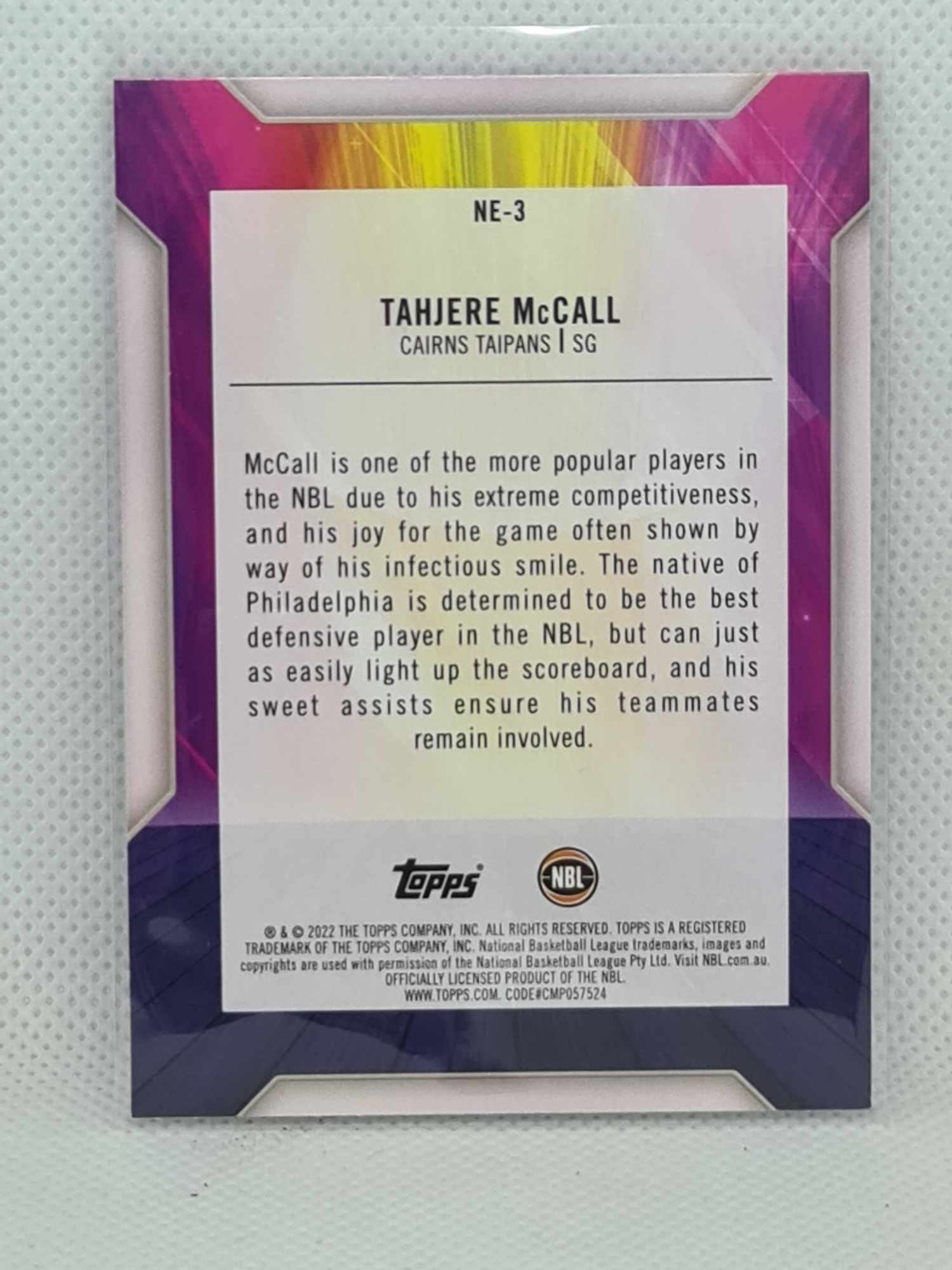 2022-23 Topps NBL - Elite Insert - #NE-3 - Tahjere McCall - Taipans