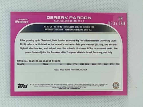 2022-23 Topps NBL - Aqua Parallel - #59 - Dererk Pardon 063/199 Breakers