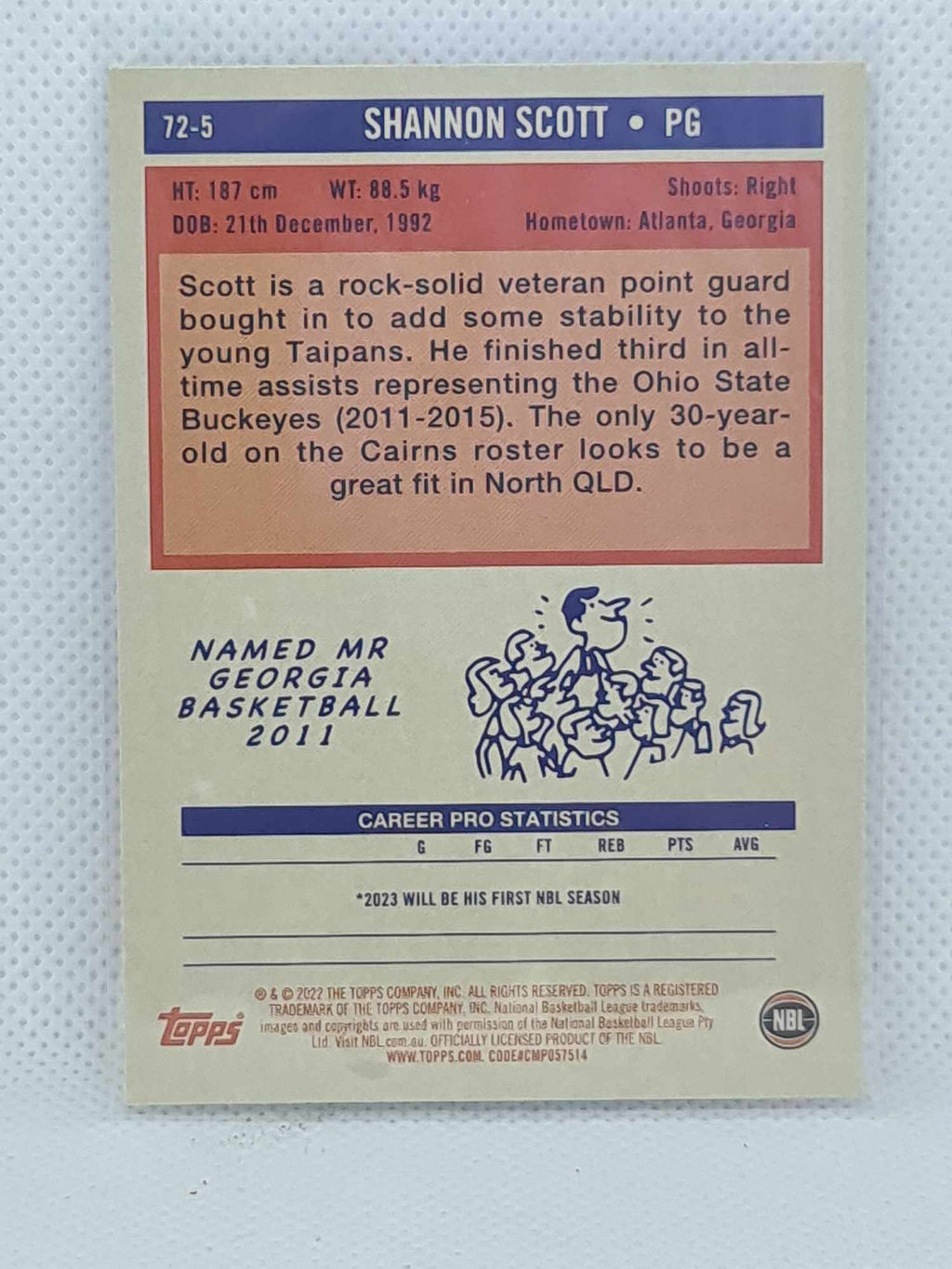 2022-23 Topps NBL - 1972 Topps - #72-5 - Shannon Scott - Taipans