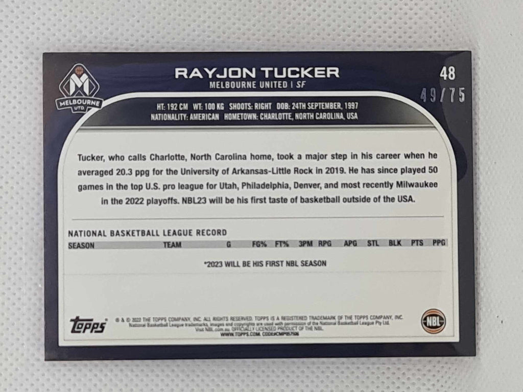 2022-23 Topps NBL - Fuchsia Parallel - #48 - Rayjon Tucker 49/75 United