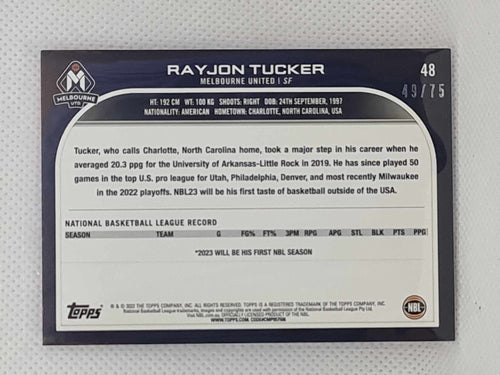 2022-23 Topps NBL - Fuchsia Parallel - #48 - Rayjon Tucker 49/75 United