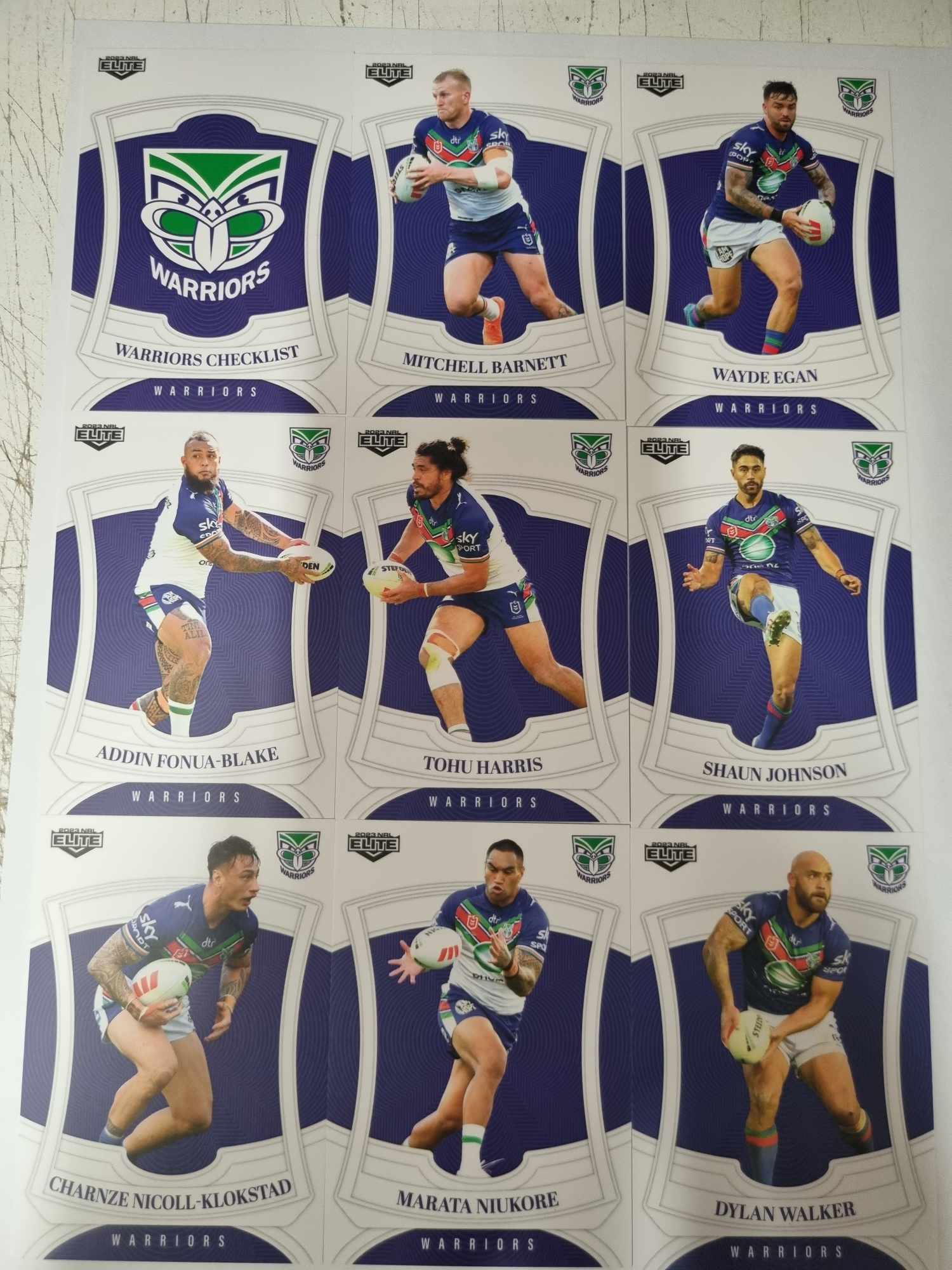 2023 NRL Elite - Base Team Set 9 Cards - Warriors