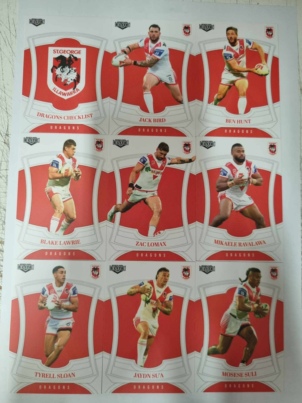 2023 NRL Elite - Base Team Set 9 Cards - Dragons