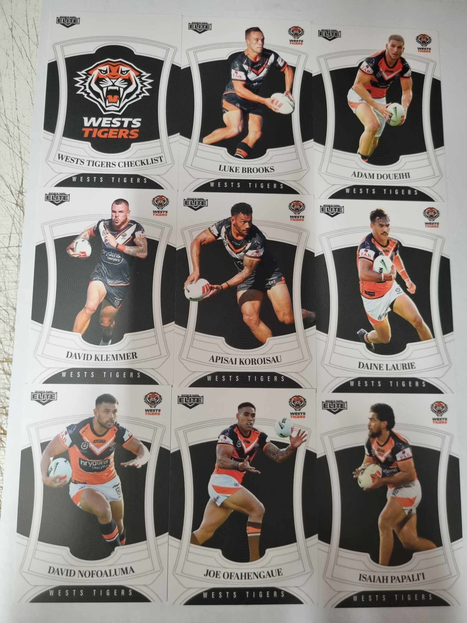 2023 NRL Elite - Base Team Set 9 Cards - Tigers