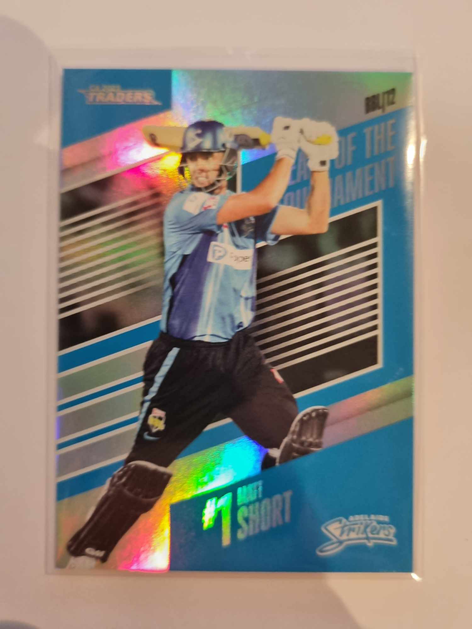 2023 Cricket Australia trading cards insert series 22/23 Team of the Tournament. Featuring Adelaide Strikers player Matt Short.