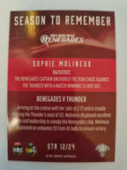 2023 Cricket Australia trading cards. 2022/23 Season to Remember insert series featuring Sophie Molineux of the Renegades.