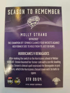 2023 Cricket Australia trading cards. 2022/23 Season to Remember insert series featuring Molly Strano of the Hurricanes.