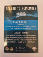2023 Cricket Australia trading cards. 2022/23 Season to Remember insert series featuring Megan Schutt of the Strikers.