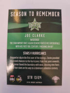 2023 Cricket Australia trading cards. 2022/23 Season to Remember insert series featuring Joe Clarke of the Stars.