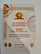 2023 Cricket Australia trading cards. All-Rounders insert series featuring Aaron Hardie of the Scorchers.