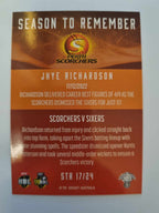 2023 Cricket Australia trading cards. 2022/23 Season to Remember insert series featuring Jhye Richardson of the Scorchers.