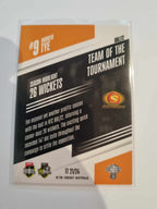 2023 Cricket Australia trading cards insert series 22/23 Team of the Tournament featuring Andrew Tye of the Scorchers.