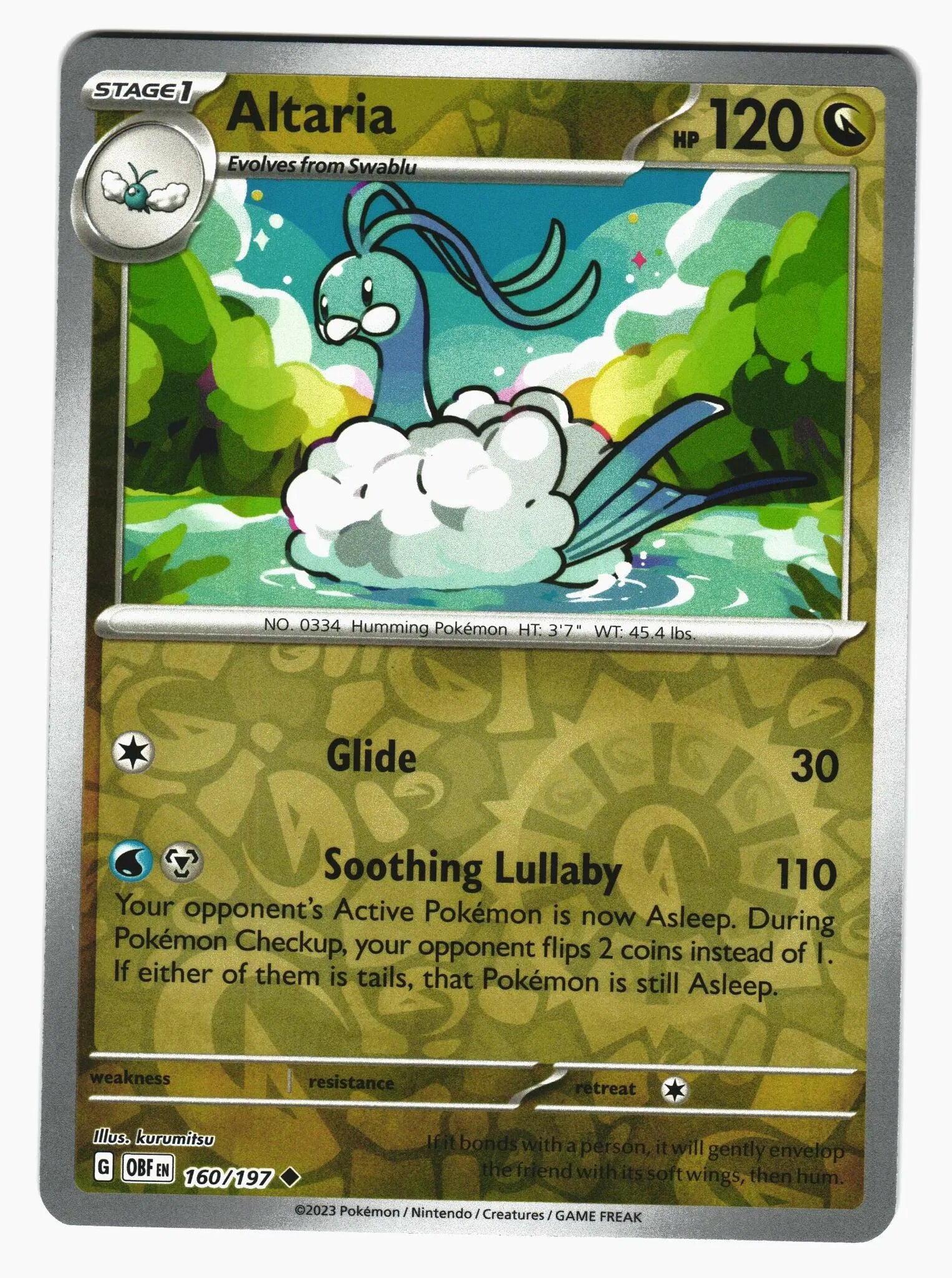 Pokemon TCG -Obsidian Flames -#160 -Altaria -Uncommon -Reverse Holo