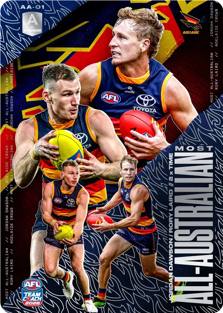 Teamcoach 2026 Most All-Australian Silver AA-01 Jordan Dawson/Rory Laird - Adelaide Crows