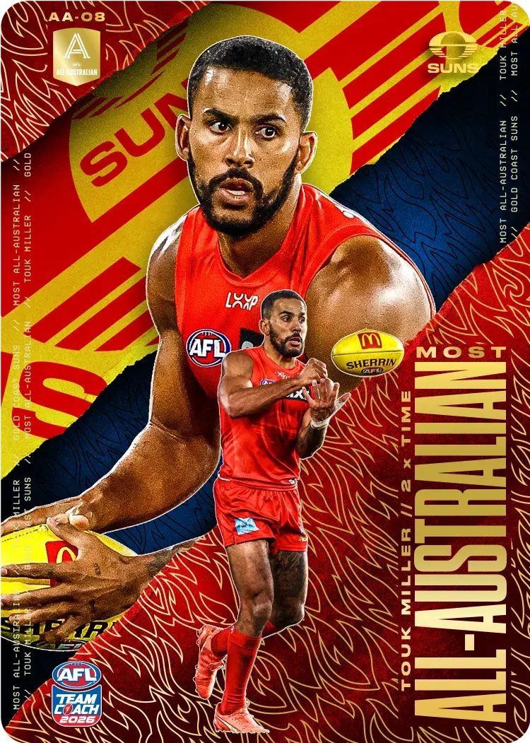 Teamcoach 2026 Most All-Australian Gold AA-08 Touk Miller - Gold Coast Suns