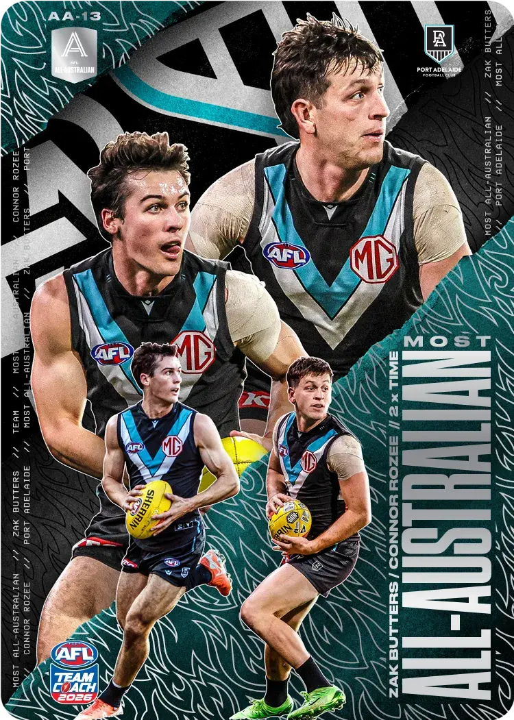 Teamcoach 2026 Most All-Australian Silver AA-13 Zak Butters/Connor Rozee - Port Adelaide Power