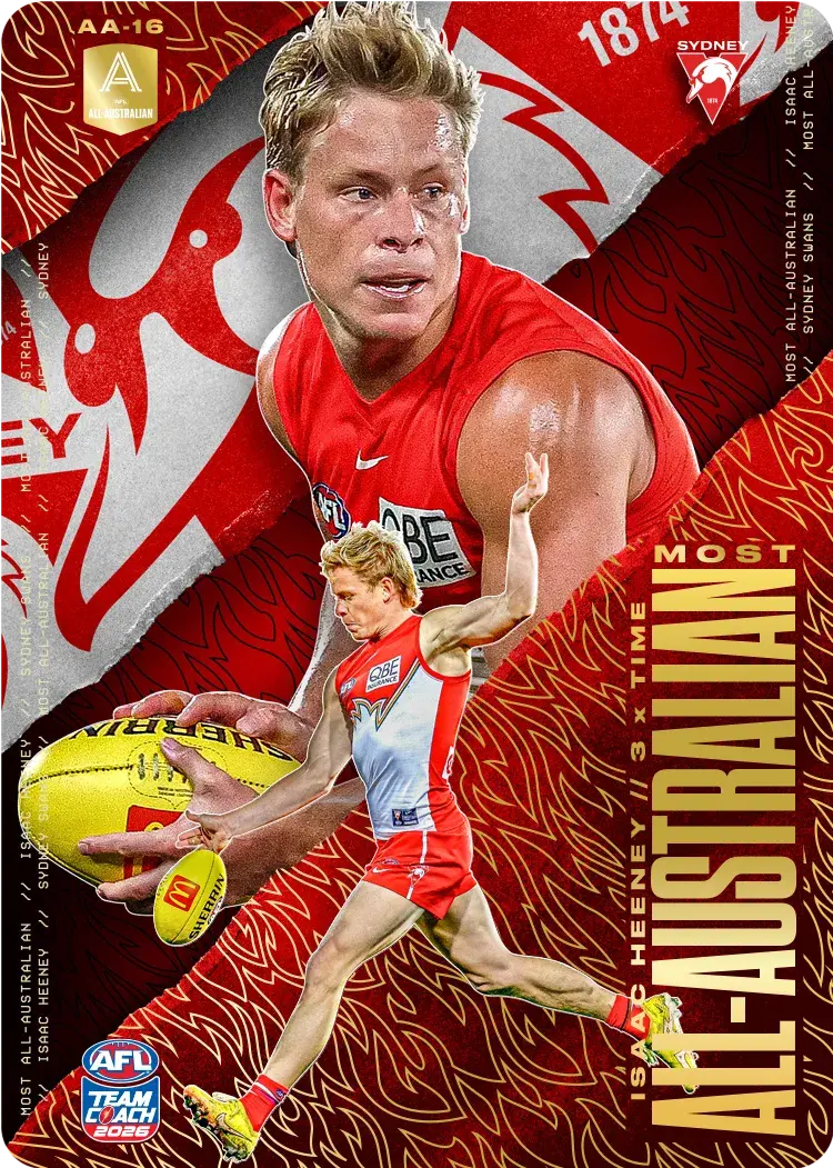 Teamcoach 2026 Most All-Australian Gold AA-16 Isaac Heeney - Sydney Swans