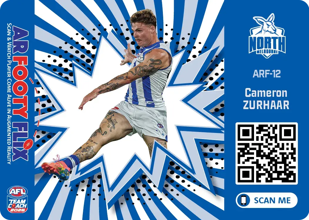 Teamcoach 2026 AR Footy Flix ARF-12 Cameron Zurhaar - North Melbourne Kangaroos