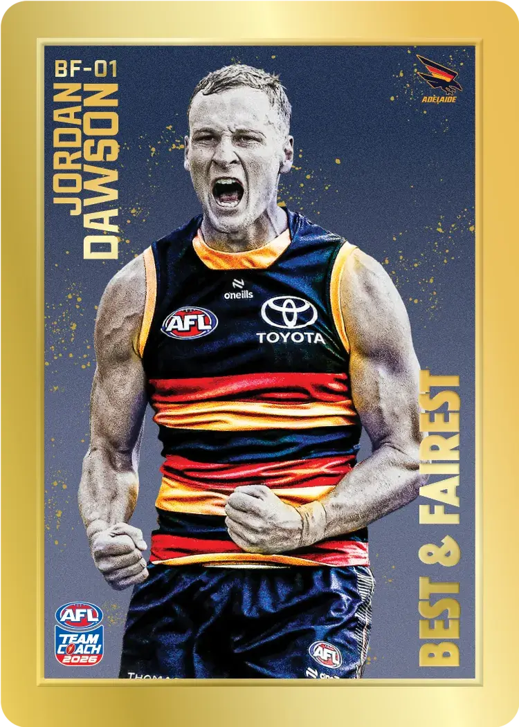 Teamcoach 2026 Best & Fairest Gold BF-01 Jordan Dawson - Adelaide Crows