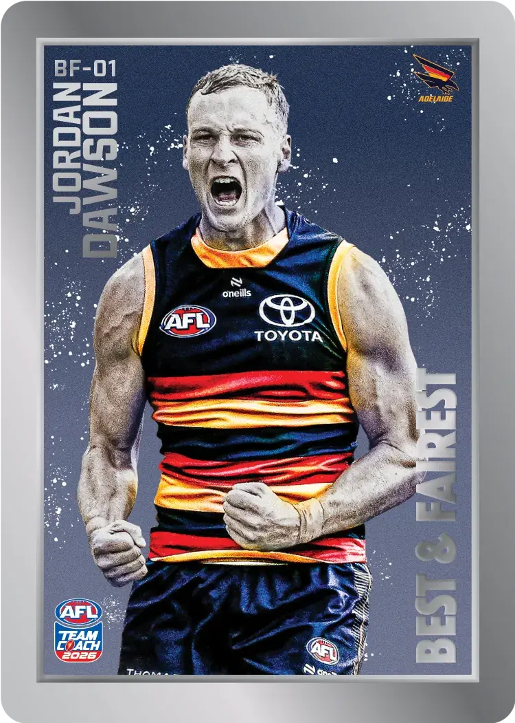 Teamcoach 2026 Best & Fairest Silver BF-01 Jordan Dawson - Adelaide Crows