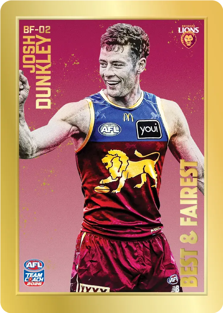 Teamcoach 2026 Best & Fairest Gold BF-02 Josh Dunkley - Brisbane Lions
