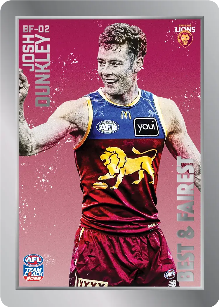 Teamcoach 2026 Best & Fairest Silver BF-02 Josh Dunkley - Brisbane Lions