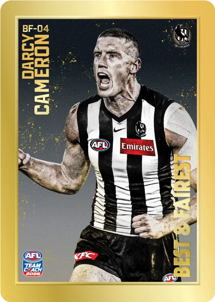 Teamcoach 2026 Best & Fairest Gold BF-04 Darcy Cameron - Collingwood Magpies