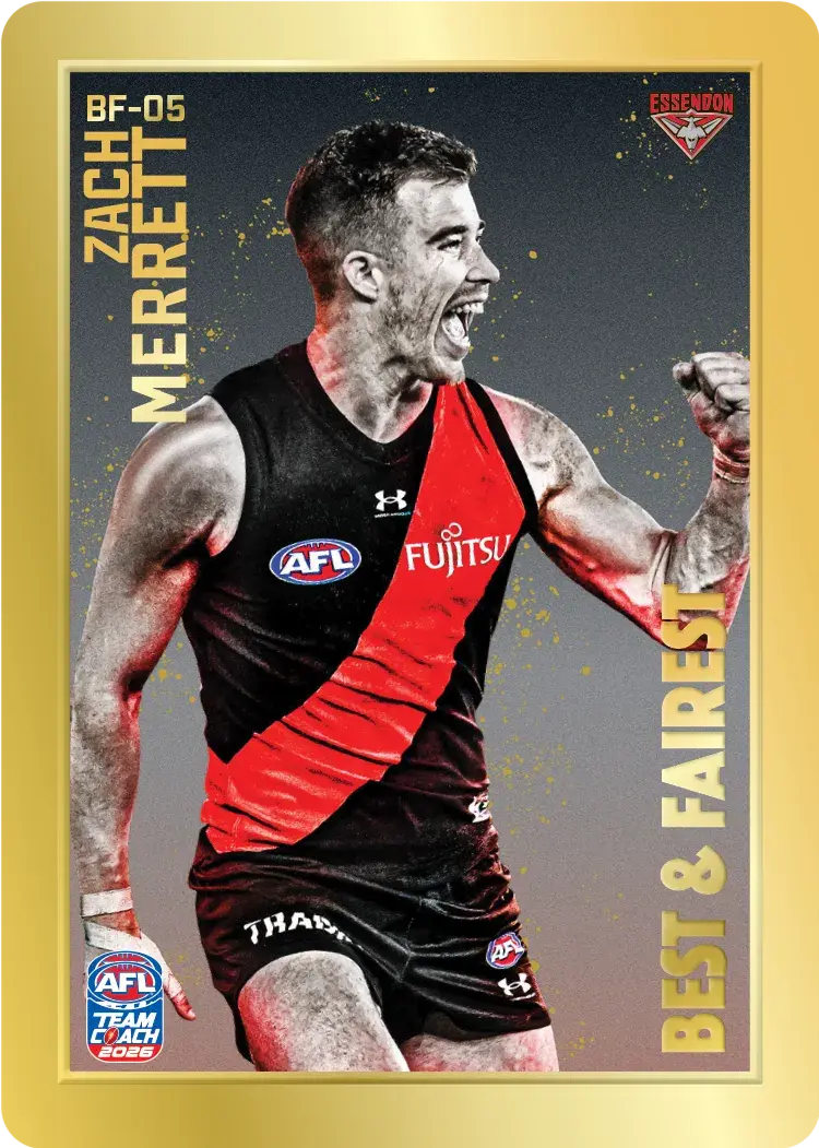 Teamcoach 2026 Best & Fairest Gold BF-05 Zach Merrett - Essendon Bombers