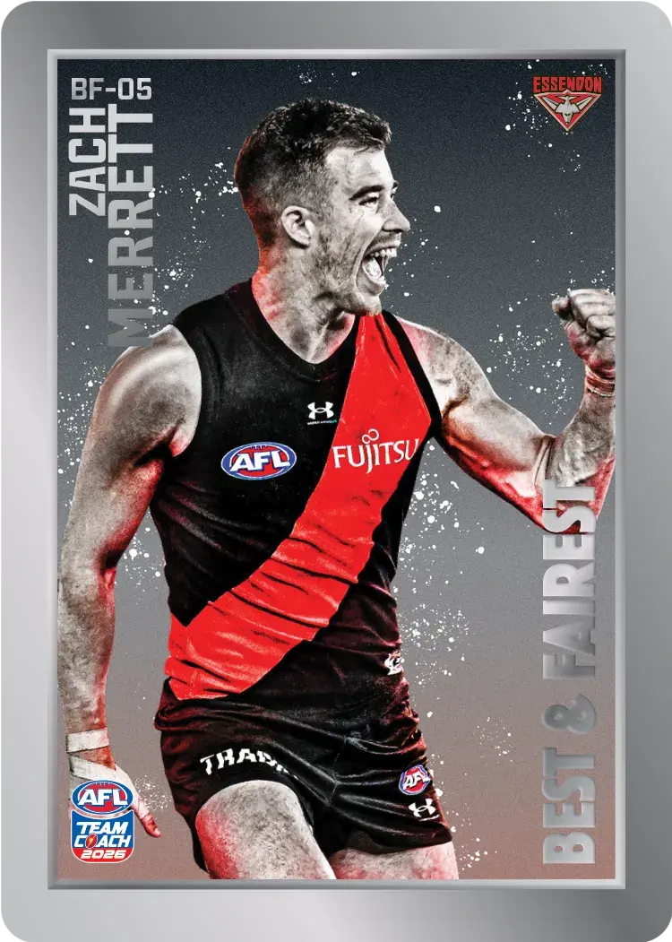 Teamcoach 2026 Best & Fairest Silver BF-05 Zach Merrett - Essendon Bombers