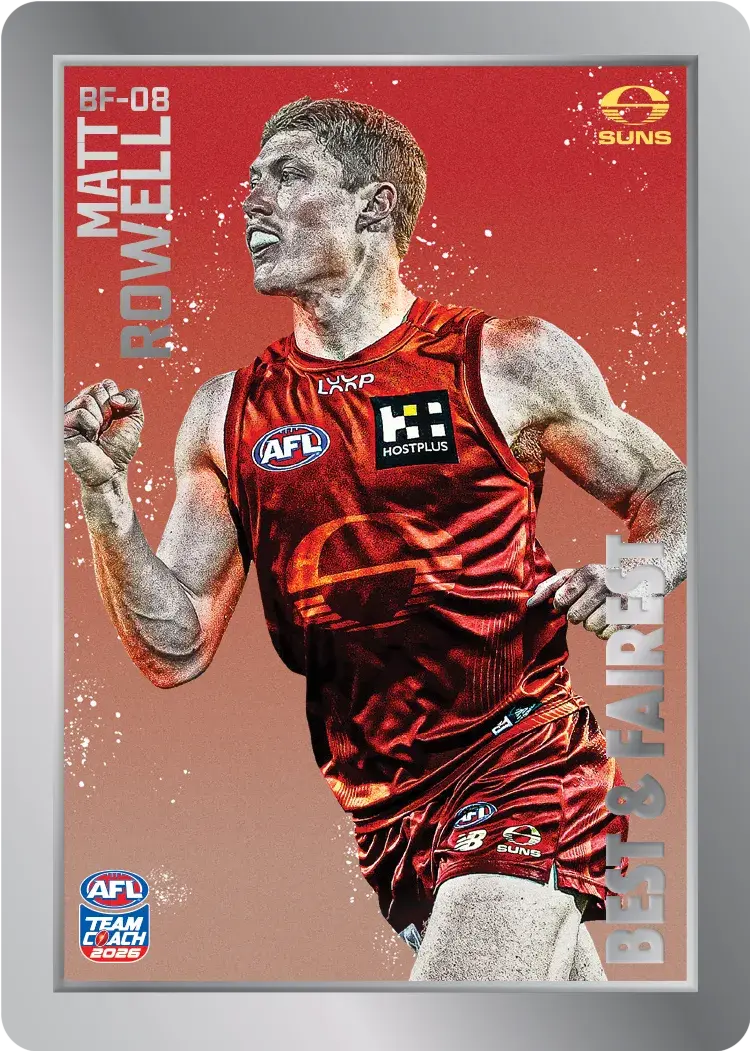 Teamcoach 2026 Best & Fairest Silver BF-08 Matt Rowell - Gold Coast Suns