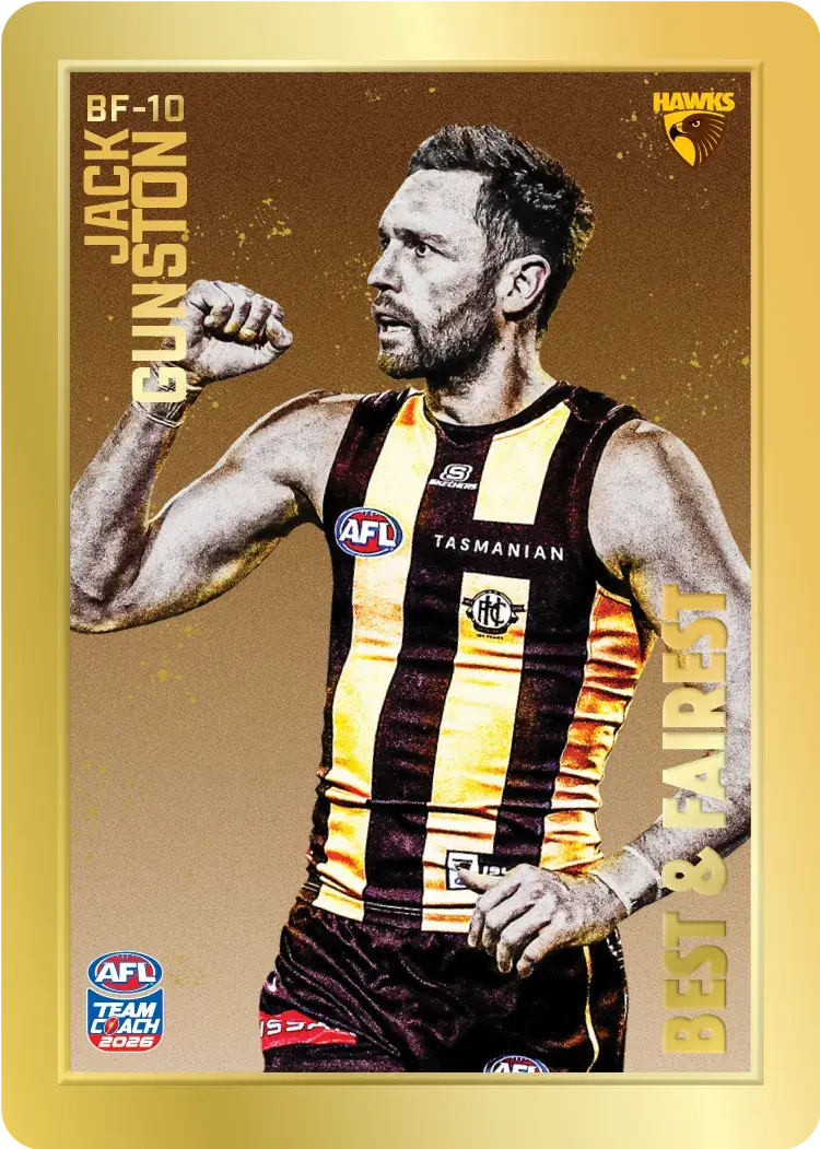 Teamcoach 2026 Best & Fairest Gold BF-10 Jack Gunston - Hawthorn Hawks