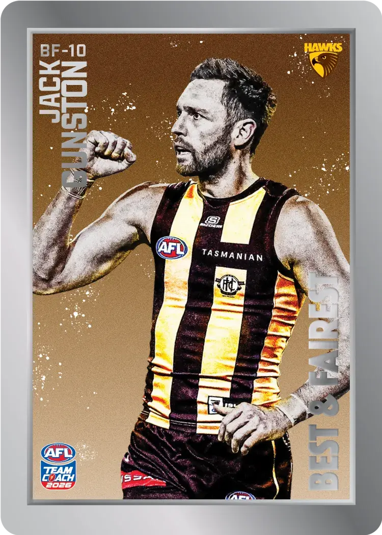 Teamcoach 2026 Best & Fairest Silver BF-10 Jack Gunston - Hawthorn Hawks