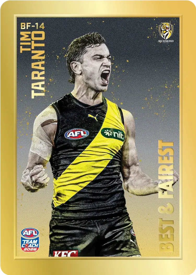 Teamcoach 2026 Best & Fairest Gold BF-14 Tim Taranto - Richmond Tigers