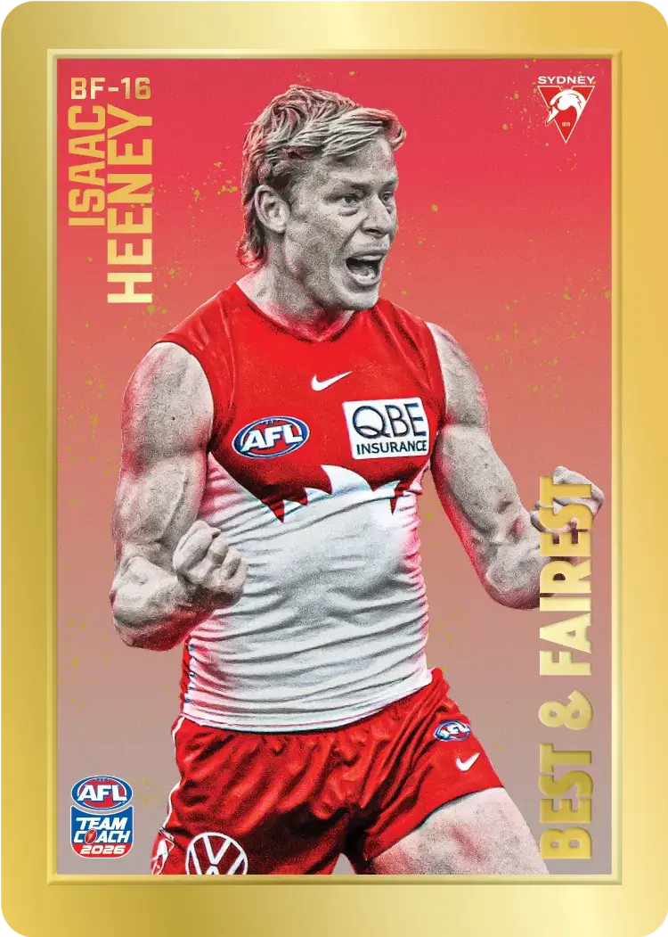 Teamcoach 2026 Best & Fairest Gold BF-16 Isaac Heeney - Sydney Swans