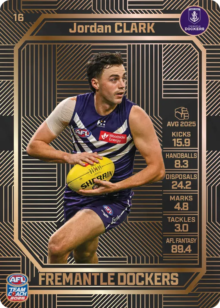 Teamcoach 2026 Base Bronze Card #16 Jordan Clark - Fremantle