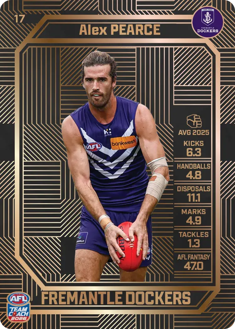 Teamcoach 2026 Base Bronze Card #17 Alex Pearce - Fremantle