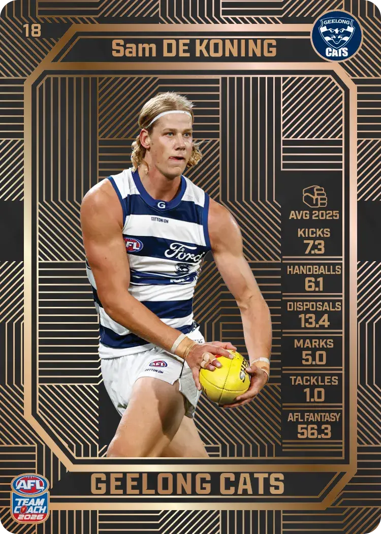 Teamcoach 2026 Base Bronze Card #18 Sam De Koning - Geelong