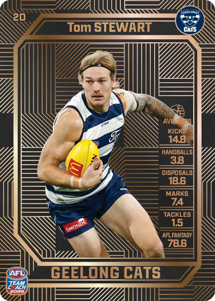 Teamcoach 2026 Base Bronze Card #20 Tom Stewart - Geelong