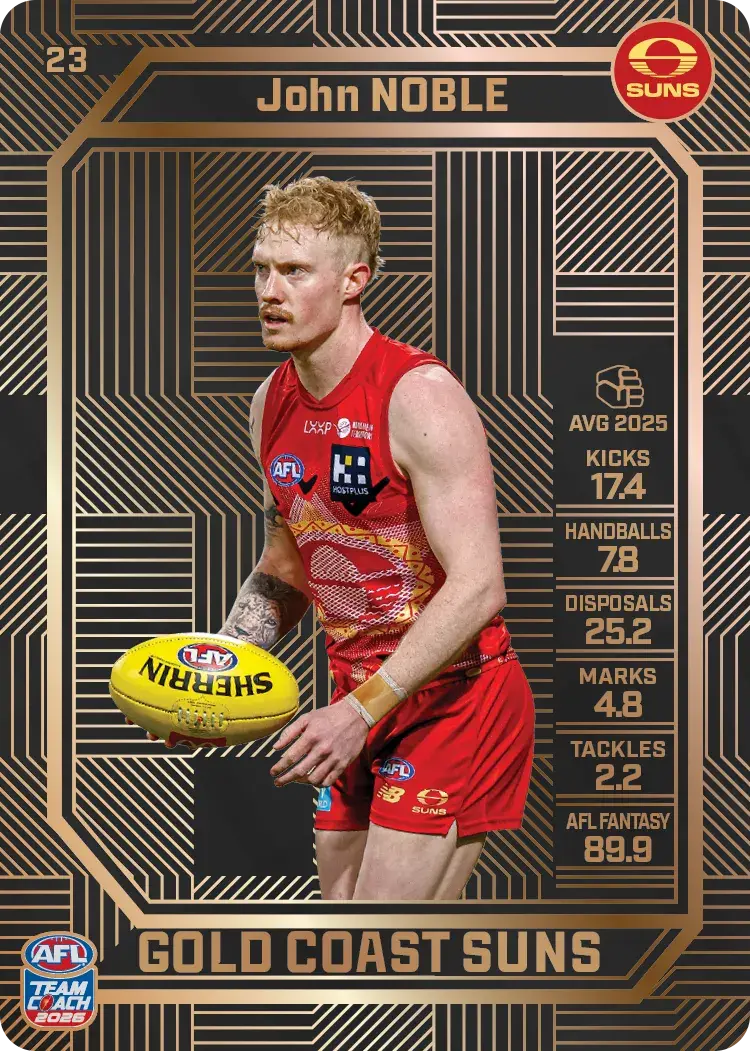 Teamcoach 2026 Base Bronze Card #23 John Noble - Gold Coast Suns