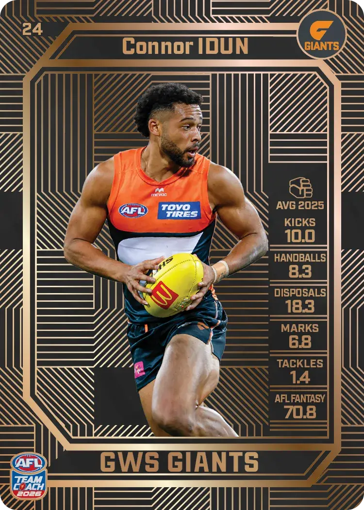 Teamcoach 2026 Base Bronze Card #24 Connor Idun - GWS Giants