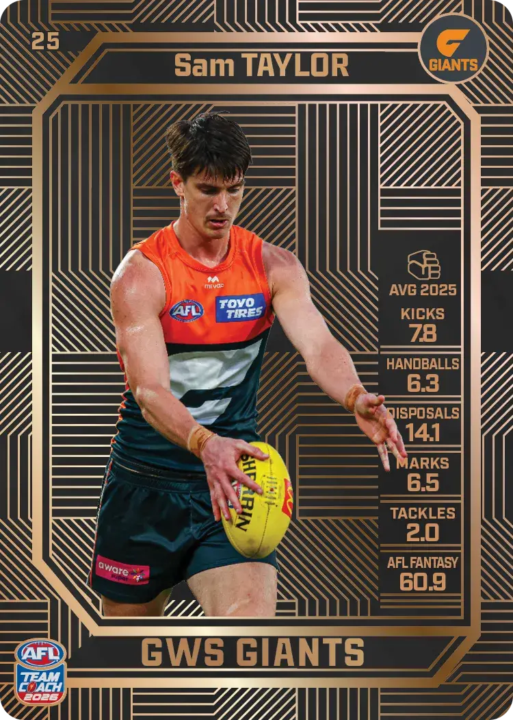 Teamcoach 2026 Base Bronze Card #25 Sam Tylor - GWS Giants