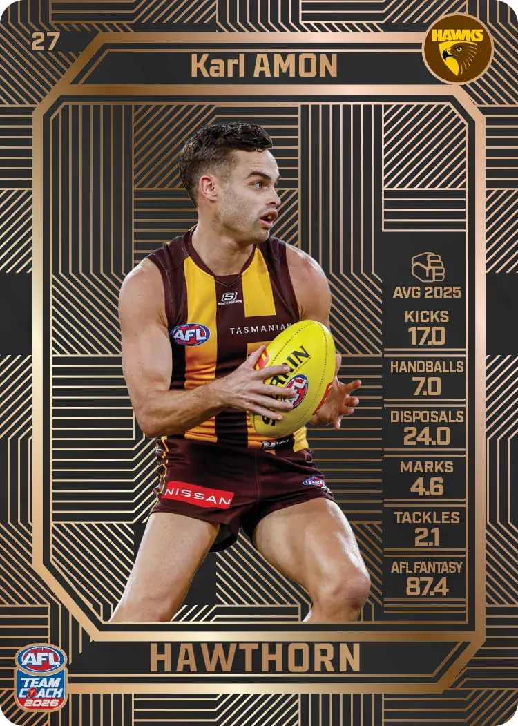 Teamcoach 2026 Base Bronze Card #27 Karl Amon - Hawthorn