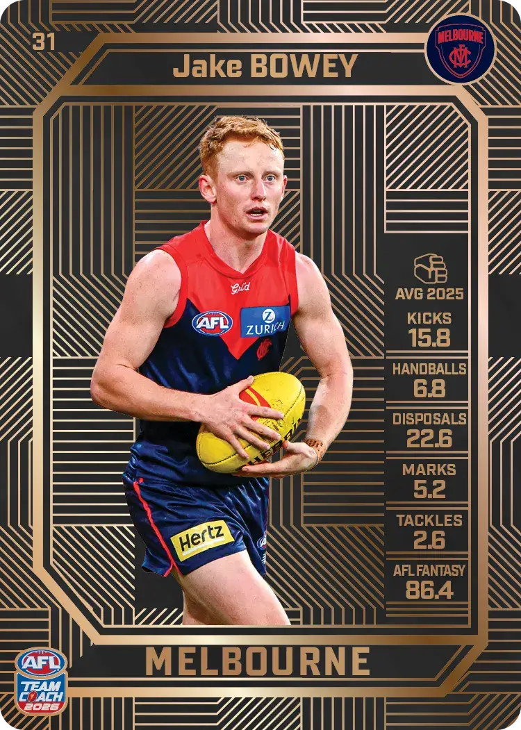 Teamcoach 2026 Base Bronze Card #31 Jake Bowey - Melbourne