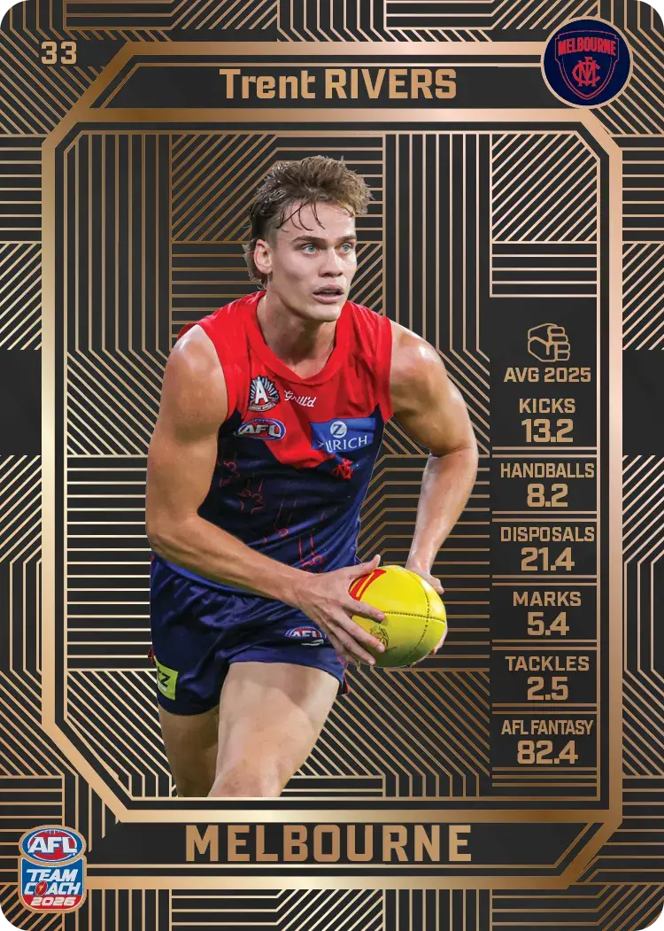 Teamcoach 2026 Base Bronze Card #33 Trent Rivers - Melbourne