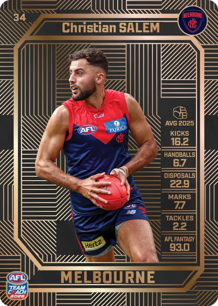 Teamcoach 2026 Base Bronze Card #34 Christian Salem - Melbourne