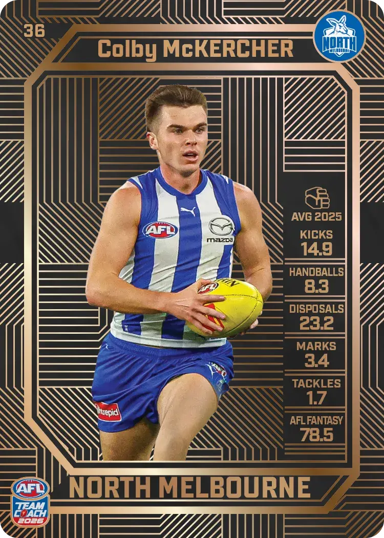 Teamcoach 2026 Base Bronze Card #36 Colby McKercher - North Melbourne