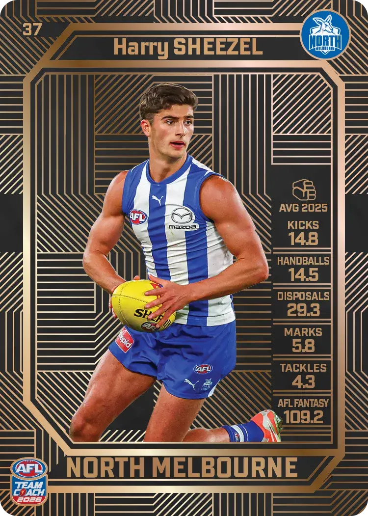 Teamcoach 2026 Base Bronze Card #37 Harry Sheezel - North Melbourne