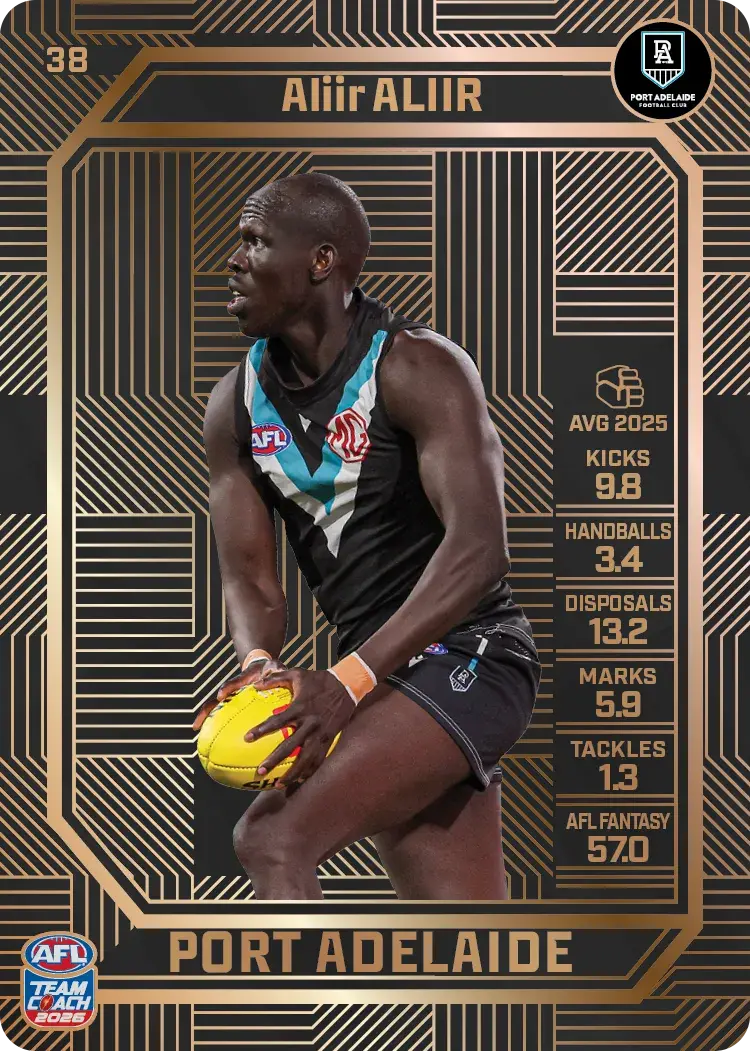 Teamcoach 2026 Base Bronze Card #38 Aliir Aliir - Port Adelaide